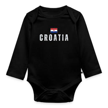 Drapeau croate, j’adore la Croatie - Body Bébé bio manches longues - noir - Devant
