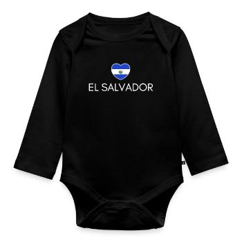Cœur avec le drapeau du Salvador - Body Bébé bio manches longues - noir - Devant