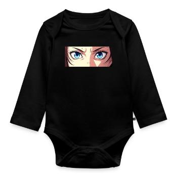 Anime Eyes Blue Iris Manga Fan - Body Bébé bio manches longues - noir - Devant