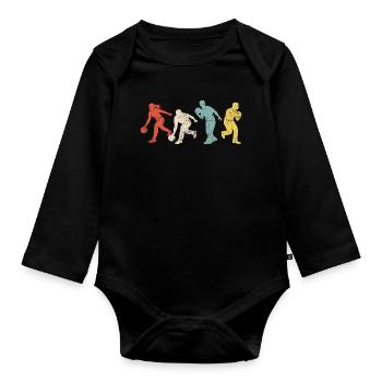 Silhouettes dynamiques de bowling en couleurs - Body Bébé bio manches longues - noir - Devant