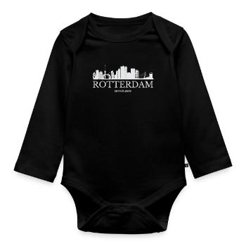 Rotterdam Skyline, Rotterdam Pays-Bas - Body Bébé bio manches longues - noir - Devant