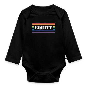 Fairness Rainbow Lettering - Organic Longsleeve Baby Bodysuit - black - Front