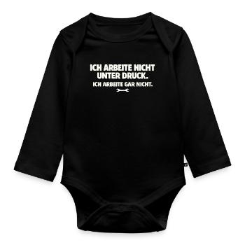 Je ne travaille pas du tout en disant - Body Bébé bio manches longues - noir - Devant