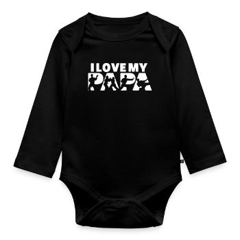 Ich liebe meine Judo Papa Martial Arts Silhouette - Baby Bio-Langarm-Body - Schwarz - Vorne