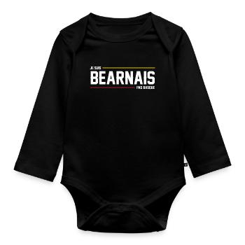 Je Suis Bearnais Pas Basque T-Shirt Cadeau Humour - Body Bébé bio manches longues - noir - Devant