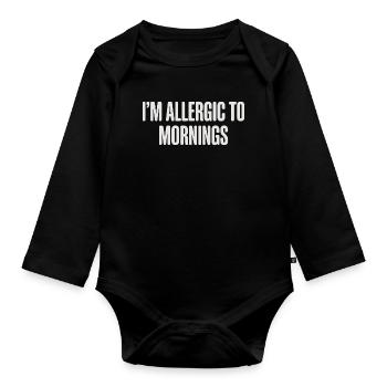 Vintage I'm Allergic To Mornings - Baby Bio-Langarm-Body - Schwarz - Vorne
