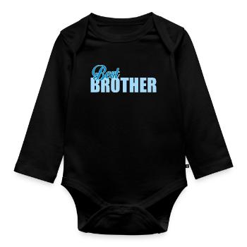 Meilleur frère de tous les temps Don Typographie bleue - Body Bébé bio manches longues - noir - Devant