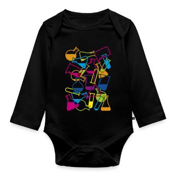 Laborglas mit Chemikalien - Baby Bio-Langarm-Body - Schwarz - Vorne