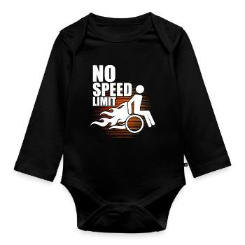 Wheelchair No speed limit - Organic Longsleeve Baby Bodysuit - black - Front