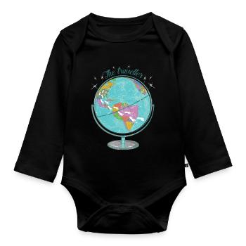 The Traveler - Holiday Design - Travel - Travel - Organic Longsleeve Baby Bodysuit - black - Front