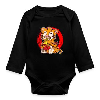 Ramen Life Motivation Tigre Motiv Shirt Ramen Noodle - Body Bébé bio manches longues - noir - Devant