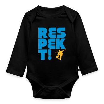 respect skateboard - Organic Longsleeve Baby Bodysuit - black - Front