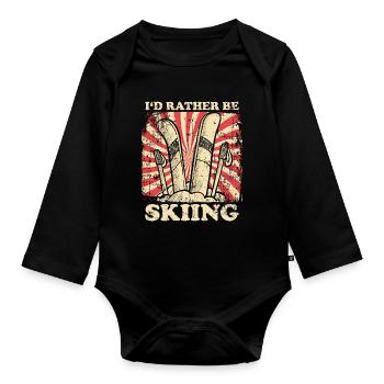 Skiers Winter Mountains - Organic Longsleeve Baby Bodysuit - black - Front
