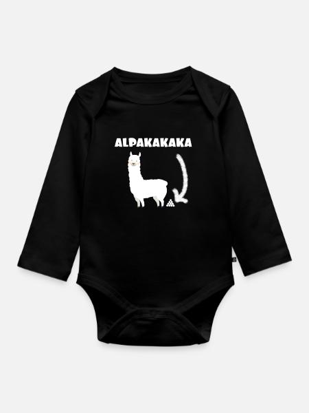 Alpakakaka Alpaka Lama Kaka Lustiges Shirt - Baby Bio-Langarm-Body - Schwarz