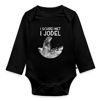 Alpine marmot yodelling fun - Organic Longsleeve Baby Bodysuit - black - Front