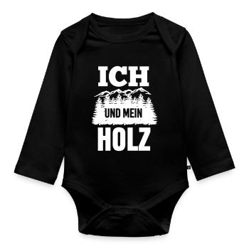Ich Und Mein Holz Wald Förster Geschenk - Baby Bio-Langarm-Body - Schwarz - Vorne