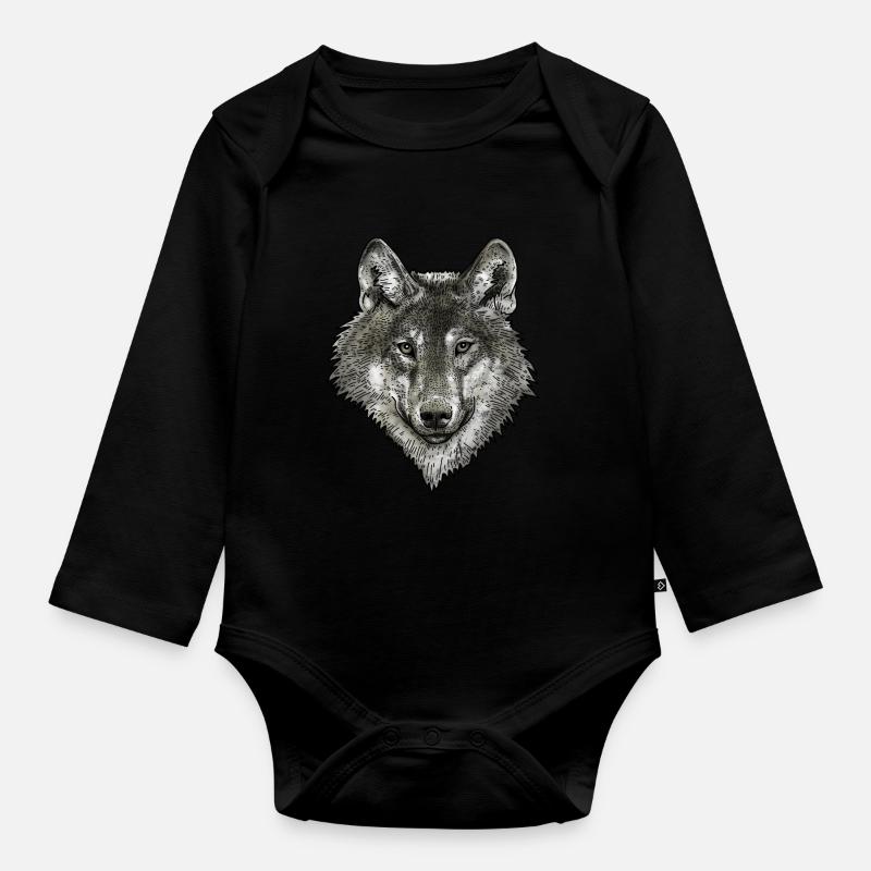 Wolf - Baby Bio-Langarm-Body - Schwarz