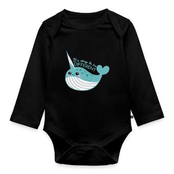 It's okay to be different - Organic Longsleeve Baby Bodysuit - black - Front