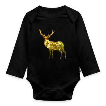 Deer, nature, meadow, forest - Organic Longsleeve Baby Bodysuit - black - Front