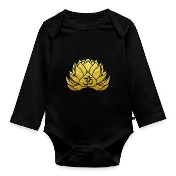 Yoga Blume des Lebens Om Zeichen Geschenk - Baby Bio-Langarm-Body - Schwarz - Vorne