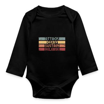 ADSR Synth Synthesizer Retro Musik Geschenk Design - Baby Bio-Langarm-Body - Schwarz - Vorne