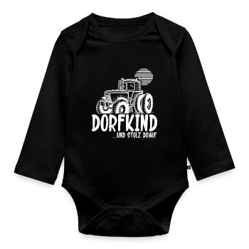 Dorfkind Sprüche design von Dorfkind Acker by - Organic Longsleeve Baby Bodysuit - black - Front