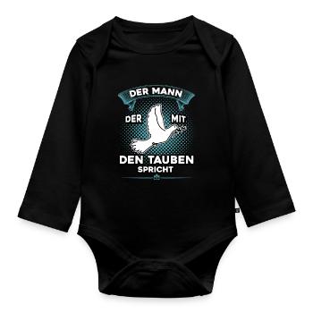 Brieftauben product Tauben Flüsterer - Organic Longsleeve Baby Bodysuit - black - Front