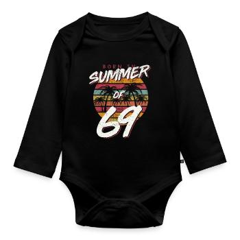 50th Birthday T Shirt Summer of 69 Gift Mom Daddy - Organic Longsleeve Baby Bodysuit - black - Front