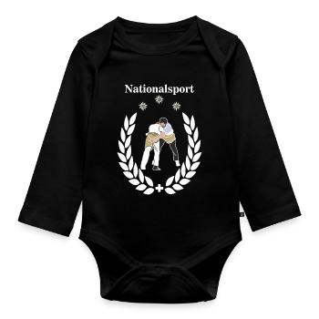 Lutte finale sport national blanc - Body Bébé bio manches longues - noir - Devant