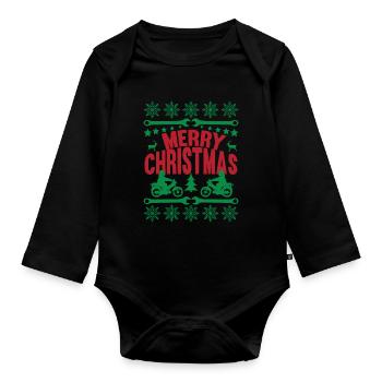 Moped Simson Christmas Gift T-Shirt - Organic Longsleeve Baby Bodysuit - black - Front