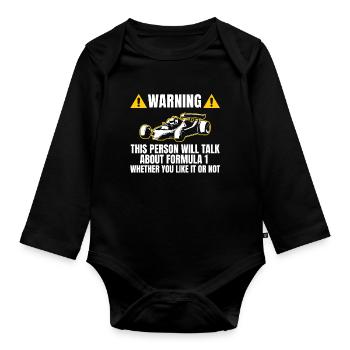 T-shirt cadeau Un cadeau de voiture de formule F - Body Bébé bio manches longues - noir - Devant