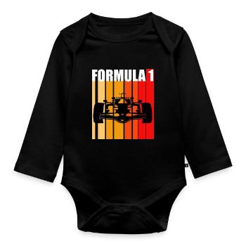 T-shirt Cadeau Un Formule Fan - Body Bébé bio manches longues - noir - Devant