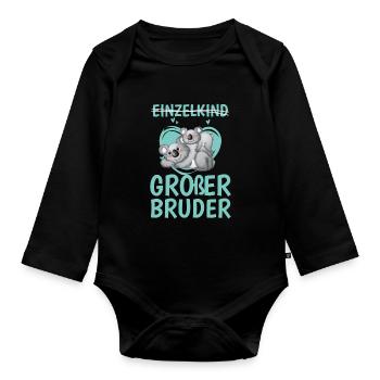 Großer Bruder - Koala - Baby Bio-Langarm-Body - Schwarz - Vorne