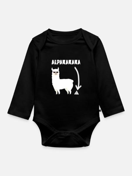 Alpakakaka - Baby Bio-Langarm-Body - Schwarz