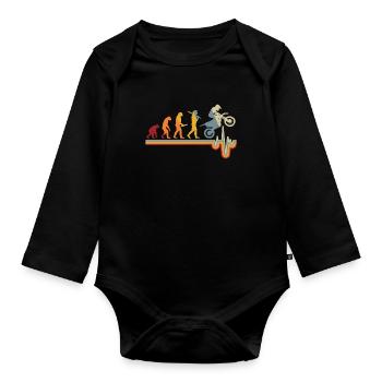 Motocross Evolution Heartbeat Motorcycle Gift - Organic Longsleeve Baby Bodysuit - black - Front
