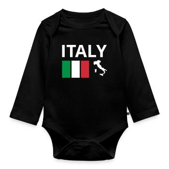 Italie Drapeau Italien Drapeau Italien - Body Bébé bio manches longues - noir - Devant