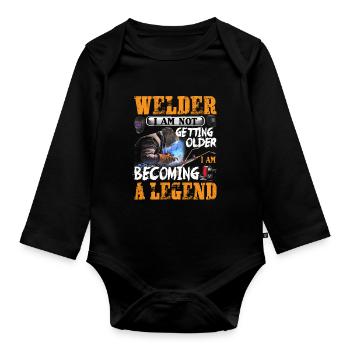 I Am Not Getting Older I Am Becoming A Legend - Baby Bio-Langarm-Body - Schwarz - Vorne