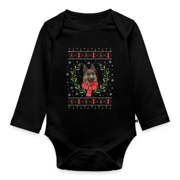 Sauteur de Noël moche berger allemand - Body Bébé bio manches longues - noir - Devant