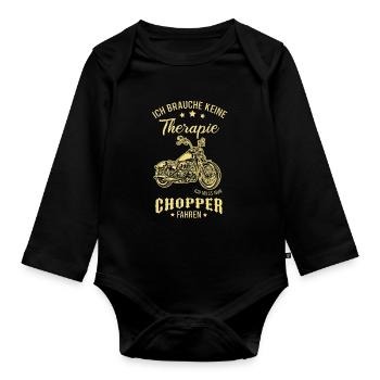 Motorrad Chopper - Baby Bio-Langarm-Body - Schwarz - Vorne