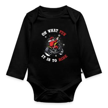 Santa Motorcycle Chopper - Organic Longsleeve Baby Bodysuit - black - Front