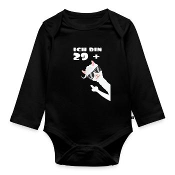 Ich bin 29 plus Lama Alpaka - Baby Bio-Langarm-Body - Schwarz - Vorne