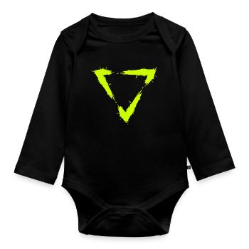 Symbol Dreieck Bürste Design Neu Gelb - Baby Bio-Langarm-Body - Schwarz - Vorne