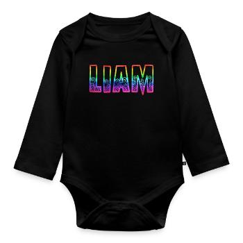 liam rs regenbogen - Baby Bio-Langarm-Body - Schwarz - Vorne