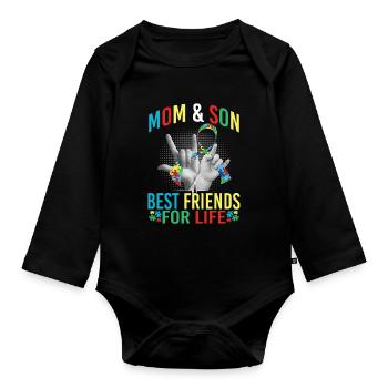 Mom And Son Best Friends For Life Autism Awareness - Organic Longsleeve Baby Bodysuit - black - Front