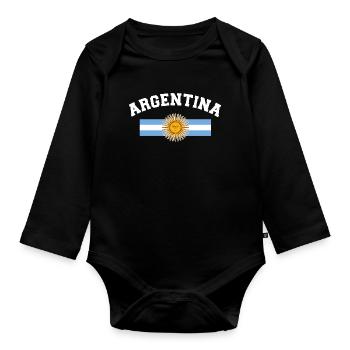Argentina - Organic Longsleeve Baby Bodysuit - black - Front