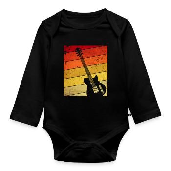 Guitar guitarist music love musician band retro - Organic Longsleeve Baby Bodysuit - black - Front