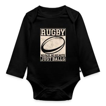 Rugby No Pads No Helmet Just Balls Rugby Player - Body Bébé bio manches longues - noir - Devant