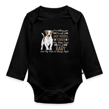 Jack Russell Dog Mom T Shirt - Organic Longsleeve Baby Bodysuit - black - Front