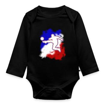 French football - leisure passion - Organic Longsleeve Baby Bodysuit - black - Front