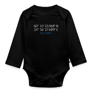 Helsinki Finnland Koordinaten - Baby Bio-Langarm-Body - Schwarz - Vorne
